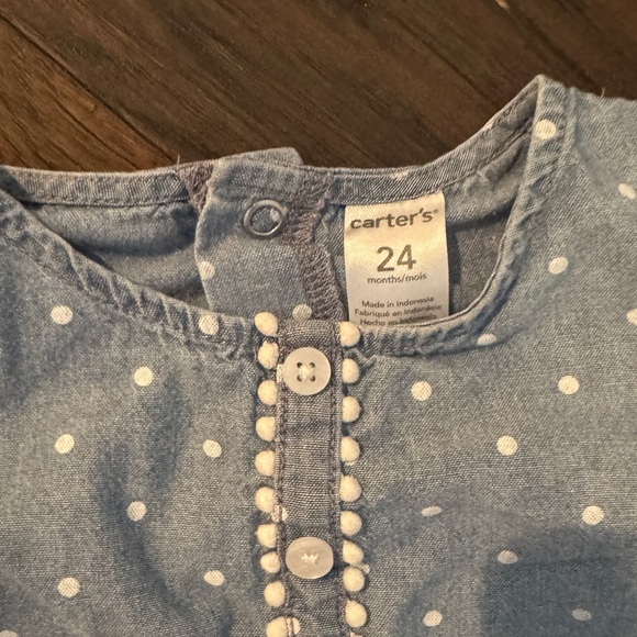 Blue Polka Dot Kids Romper- Carters - Picture 4 of 4